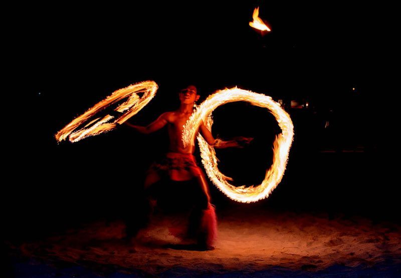 Fijian fire dancer