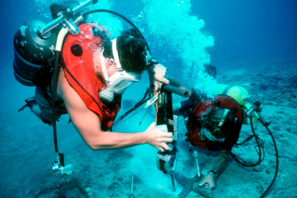 commercial diver working