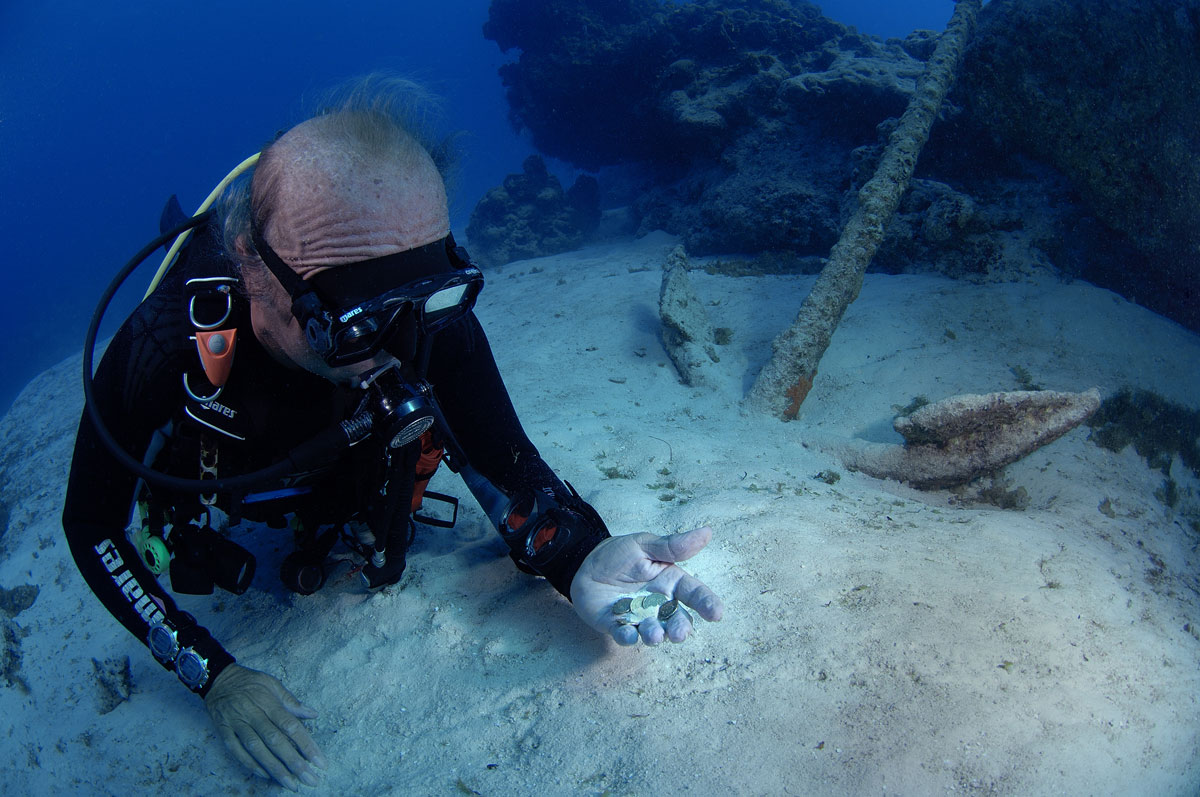 scuba diver and treasure